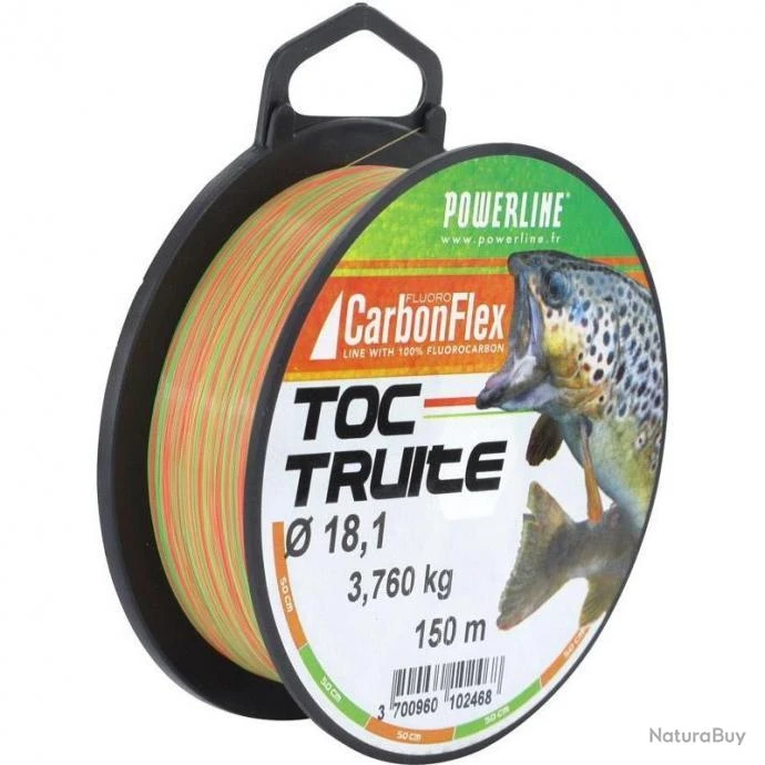 FIL CARBONFLEX FLUORO TRUITE BICOLORE 150M ROUGE-VERT 0.165mm - 3.05kg