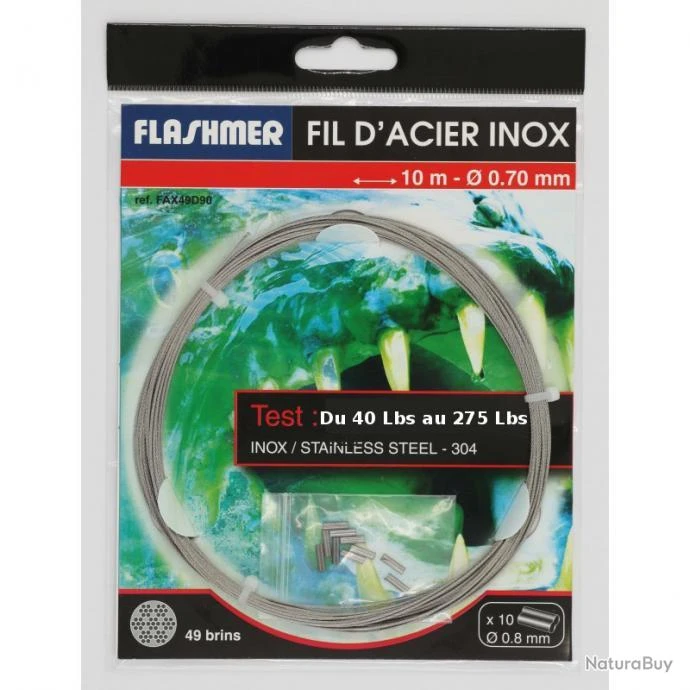 FIL D'ACIER INOX 49 BRINS - 10m 0.55 Mm