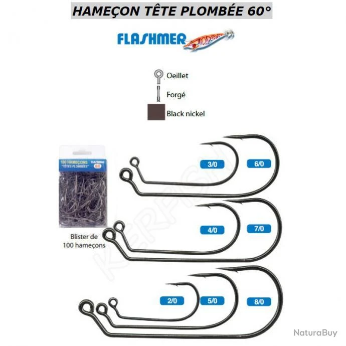 HAMEÇON TÊTES PLOMBÉES 60° FLASHMER 6/0