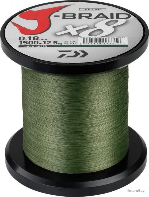J-Braid X 8 1500 M Verte Daiwa Ø 0.42 Mm / PE 8.0 / 46.5 Kg / 103 Lbs.