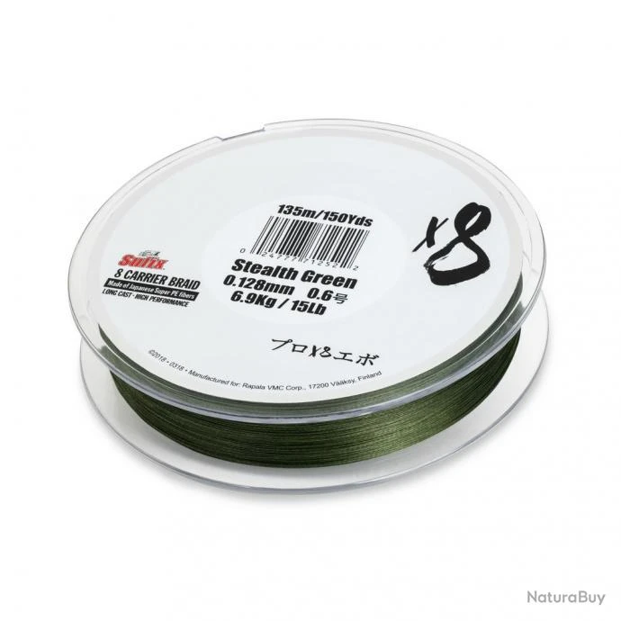 Tresse Sufix X8 Braid Stealth Green 150m Ø 10,4/100
