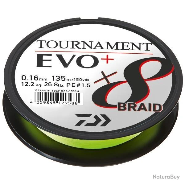 Daiwa TRESSE TOURNAMENT 8 EVO+ 135M CHARTREUSE 0.16mm-12.2kg