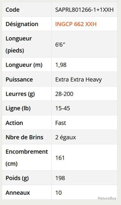 Ionizer G2 1.98 M 28-200 G INGCP 662 XXH Power Game Serie Canne Casting Sakura – Image 2