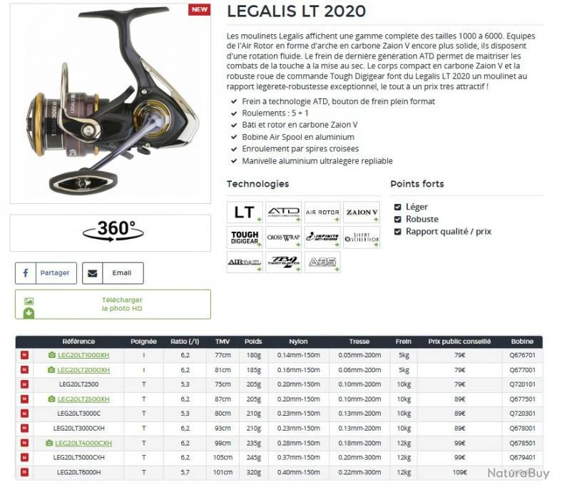 Legalis LT 2020 3000 C Moulinet Spinning Daiwa – Image 2