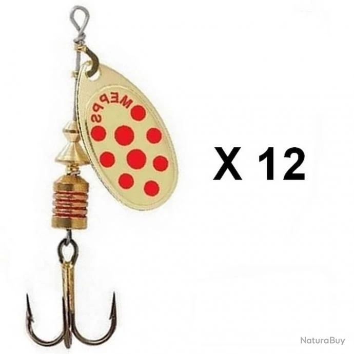 Mepps - Cuiller Mepps Aglia Toutes Couleurs Par 12 3 OR POINTS ROUGE