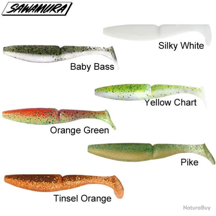 Leurre One Up Shad 7 Sawamura 14,8cm Tinsel Orange" – Image 2