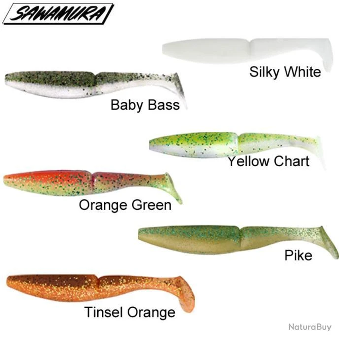 Leurre One Up Shad 7 Sawamura 14,8cm Tinsel Orange" – Image 3