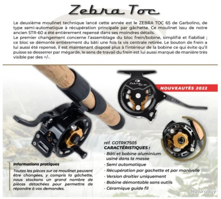 Zebra Toc 65 Moulinet Truite Au Toc Garbolino – Image 2