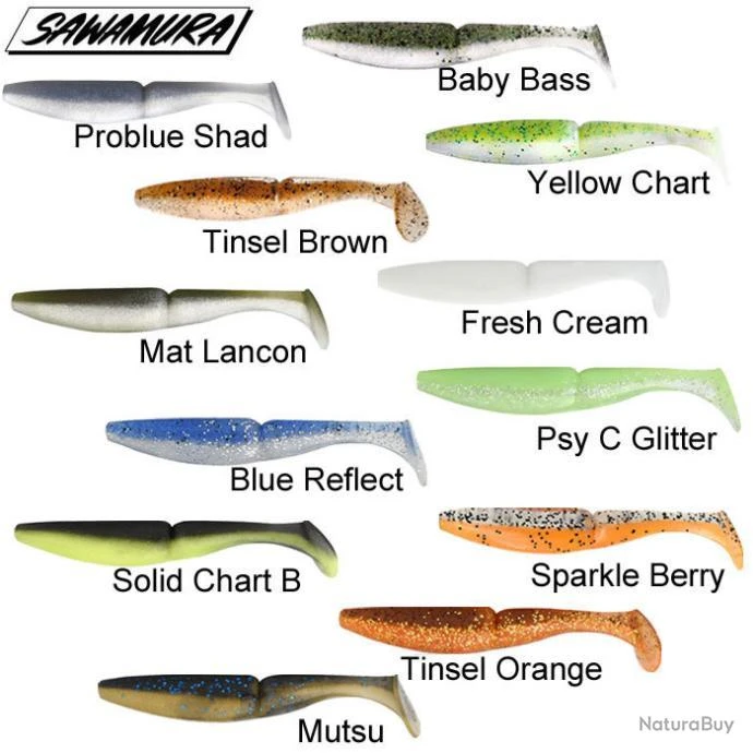 Leurre One Up Shad 5 Sawamura 10,6cm Solid Chart Black – Image 2